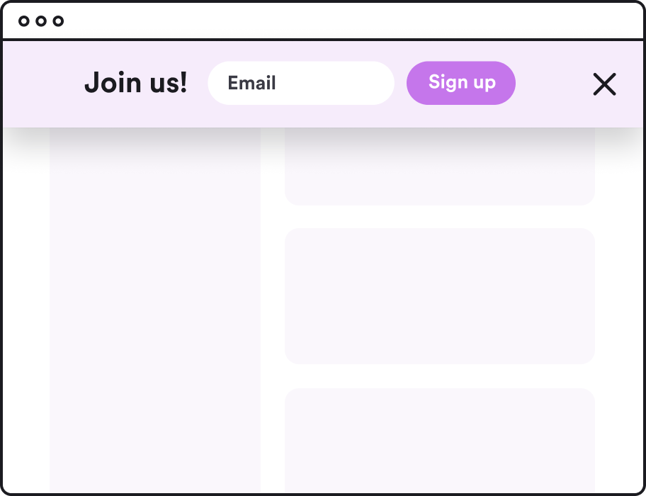 signup sticky bar example